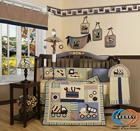 GEENNY Boutique 13 Piece Crib Bedding Set, Baby Boy Constructor