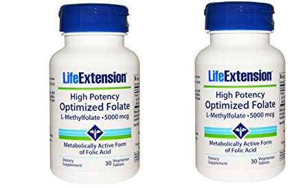 High Potency Optimized Folate 5000 mcg, 30 vegetarian tablets-PACK-2