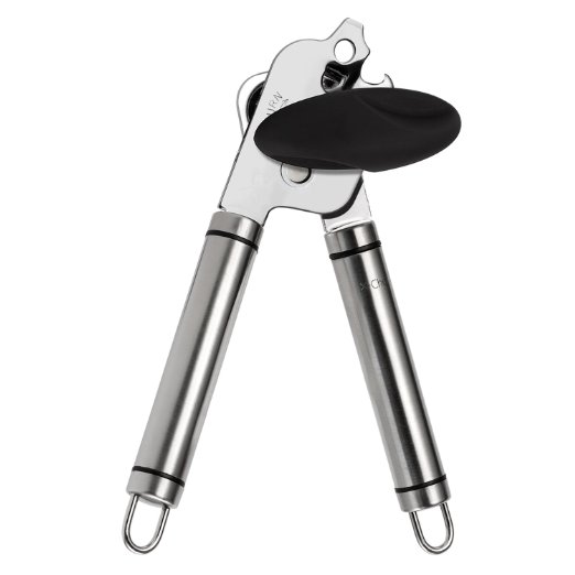 Stainless Steel Can Opener from X-Chef - Manual Kitchen Tool with Attached Bottle Cap Opener and Soda Tab Lifter