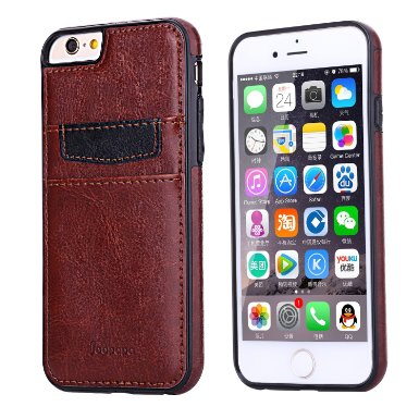 iPhone 6s Case, iPhone 6 Case, Joopapa iPhone 6/6S Wallet Case, Luxury Fashion Leather Wallet Case back Cover with 2 Credit Card/ID Card Slots for Apple iPhone 6/6s 4.7 Inch (Brown)