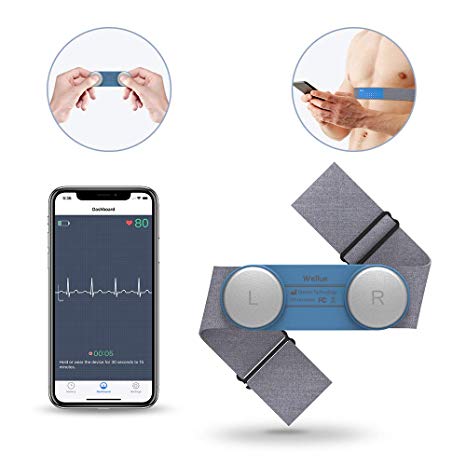 Heart Health Tracker, Wearable Chest Strap ECG/EKG Recorder 30s-15min Built-in Memory W Free App PDF Report Wireless Heart Rate Monitor for Fitness Wellness Use