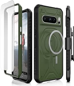 CaseBorne Compatible with Google Pixel 8 Pro Protective Case - 5-Layer Construction, Magnetic Charger Compatible, Slim yet rugged with Tempered Glass Screen Protector Green