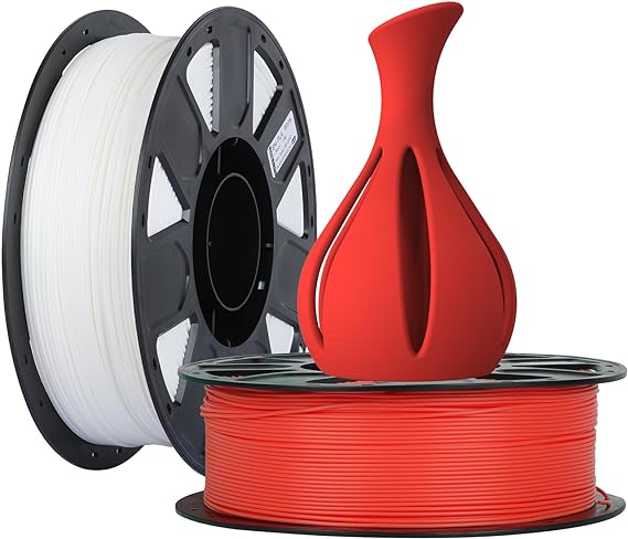 Creality PLA Filament 1.75mm PLA 3D Printer Filament, 2kg Cardboard Spool (4.4lbs), Dimensional Accuracy  /- 0.03mm, Fit Most FDM Printer (1kg White 1kg Red)