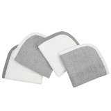 American Baby Company 4-Pack 100 Cotton White with Gray Trim Terry Washcloths