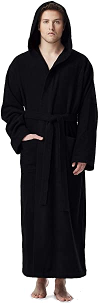 Pacific - Hooded Bathrobe Full Length for Women's Men's 100% Cotton Terry Towelling Dressing Gown Ankle Length for Spa Gym Hotel Fluffy Comfort Wrap Highly Absorbent House Coat