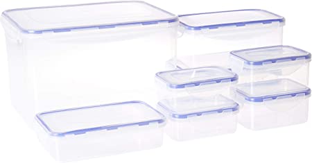 Inspired Living by Mesa Inspired Living Pantry Clear Plastic CONTAINERS in 16 Piece Set Rectangular Click-N-Lock Collection FOOD STORAGE, Pc Rect, ASSORTED