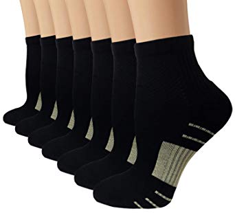 Copper Compression Ankle Socks Cushion for Women Men (3/5/7 Pack), Athletic Low Cut Sock Arch Support Running Travel