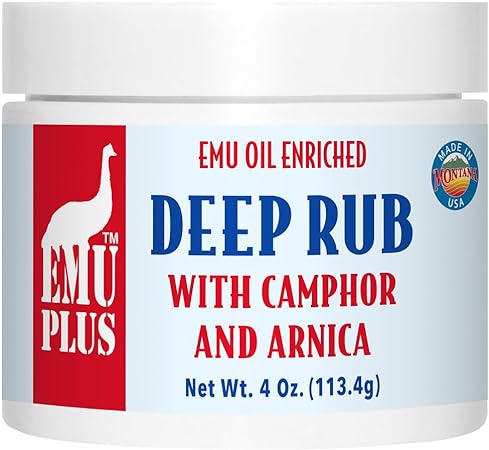 Montana Emu Ranch - EMUplus Deep Rub with Camphor and Arnica 4 Ounce - Made with Pure Emu Oil