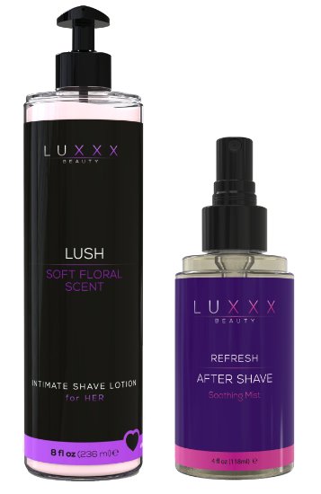 Luxxx Beauty Ultimate Female Shaving Kit - Lush Intimate Shave Lotion for Women Fresh Scent 8 Fl Oz   Refresh Anti-chafe After Shave Mist 4 Fl Oz - Reduce Skin Irritation & Protect Sensitive Skin