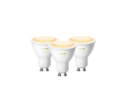 Philips Hue White Ambiance Smart Bulb 3 Pack LED Bundle [GU10 Spot] with Bluetooth (Works with Alexa and Google Assistant)