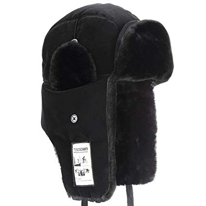 mysuntown Trooper Winter Hat, Ushanka Skiing Hunting Hats, Unisex Style with Warm Ear Flap Fur Winderproof Bomber Hat