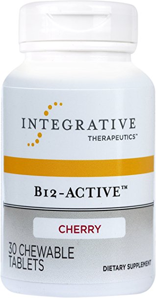 Integrative Therapeutics - B12-Active - Fast-Absorbing Chewable Methylcobalamin Tablet - Cherry Flavor - 30 Chewable Tablets