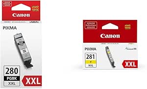 Canon PGI-280 XXL Pigment Black Ink Tank and Canon CLI-281XXL Yellow Ink Tank Bundle