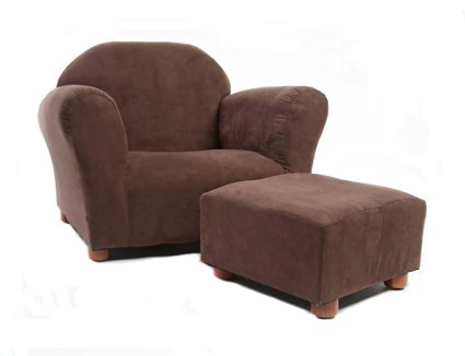 KEET Roundy Child Size Chair with Microsuede Ottoman, Brown, Ages 2-5 years