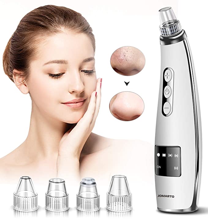 Blackhead Remover Vacuum JOMARTO Electric BlackheadRemoval Tools Pore Cleaner Extractor Facial Cleaner SuctionTools with LED, 5 Adjustable Suction Power, 5 ReplacementProbes, USB Rechargeable