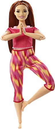 Barbie Made to Move Doll, Curvy, with 22 Flexible Joints & Long Straight Red Hair Wearing Athleisure-wear for Kids 3 to 7 Years Old