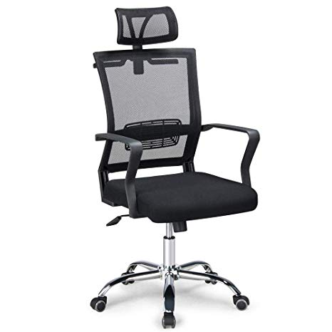 Popamazing Ergonomic Mesh Home Office Chair Swivel High Back Executive Task Chair with Adjustable Headrest Backrest and Seat Height Hanger Function Black