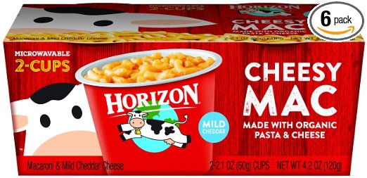Horizon Organic Classic Mac Cheese, Microwaveable Macaroni and Mild Cheddar, 2 Count (Pack of 6)