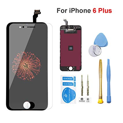 for iPhone 6 Plus Screen Replacement Black LCD Display Touch Screen Digitizer Frame Assembly Full Set with Free Tools and Professional Glass Screen Protector for iPhone (5.5 inches) (6Plus Black)