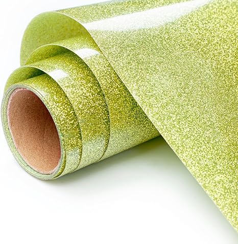 Green Glitter Heat Transfer Vinyl - 12in.x 5ft, Glitter HTV Vinyl Iron on Vinyl for T Shirts Compatible with Cricut by TransWonder (Grass Green)