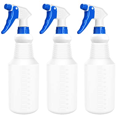 Plastic Spray Bottles 24 oz Leak Proof Water Fine Mist Sprayer Empty Bottle for Cleaning Solutions Auto Detailing Plants Bathroom and Kitchen 3 Pack