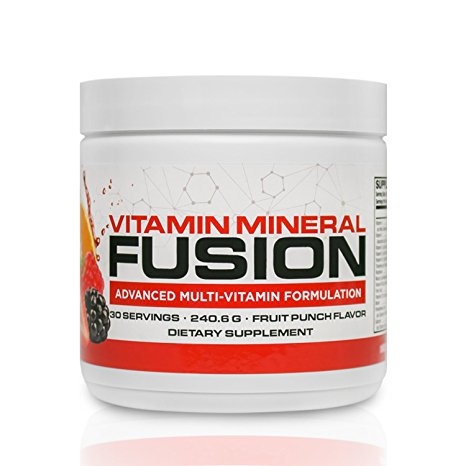 Vitamin Mineral Fusion (30 Servings, Fruit Punch) – Platinum Multivitamin Powder Mix - 34 Essential Vitamins, Minerals, Amino Acids to Boost Immunity & Energy