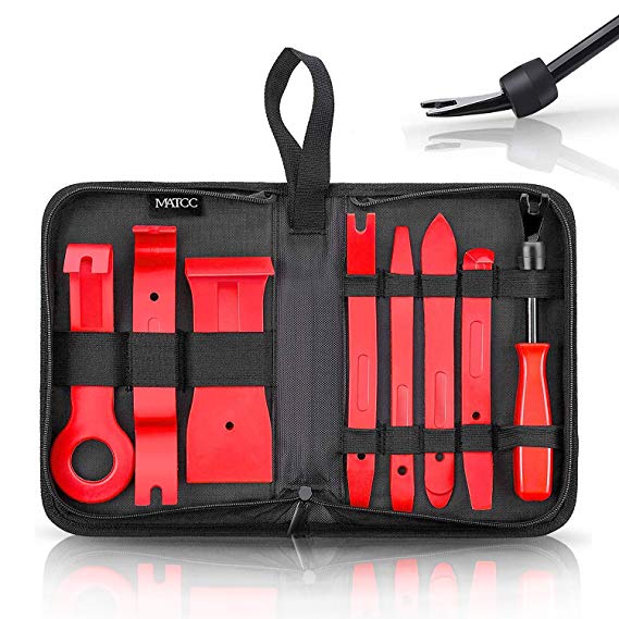 MATCC Car Trim Removal Tool 8pcs Auto Door Panel Removal Tool Set Nylon for Car Panel Dash Audio Radio Removal Installer and Repair Pry Tools Kit Fastener Remover Kits with Storage Bag