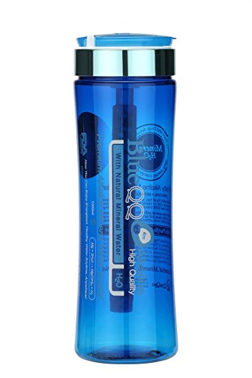 BlueQQ FDA Certified Premium Alkaline Mineral Water Ionizer Water Bottles, Cartridge system providing minerals such as Calcium, Magnesium, and Zinc