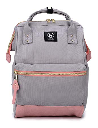 Kah&Kee Polyester Travel Backpack Functional Anti-theft School Laptop for Women Men (Light GreyPink, Small)