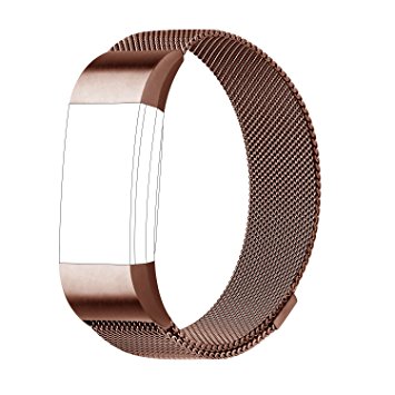 For Fitbit Charge 2 Strap Bands Replacement, Milanese Loop Stainless Steel Bracelet Smart Watch Wristbands with Unique Magnet Lock for Fitbit Charge 2