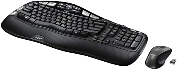 Logitech MK550 Wireless Wave Keyboard and Mouse Combo - Includes Keyboard and Mouse, Long Battery Life, Ergonomic Wave Design - Black