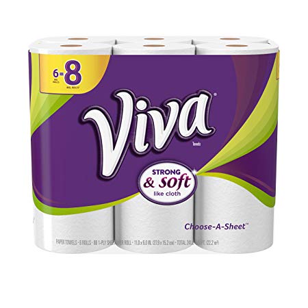 VIVA Choose-A-Sheet Paper Towels White Big Roll, 6 Rolls, Cloth-Like Texture, Strong & Soft Paper Towels for Ultimate Clean (package May Vary)