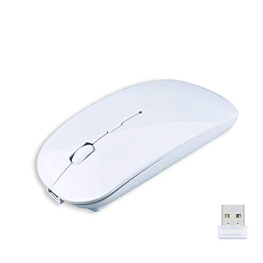 Champhox Wireless Mouse, Champhox 2.4GHz Noiseless 3 Adjustable DPI Level with USB Nano Receiver Silent Portable Rechargeable Cordless Mute Mice for Computer, Notebook, Mac, Laptop (White)