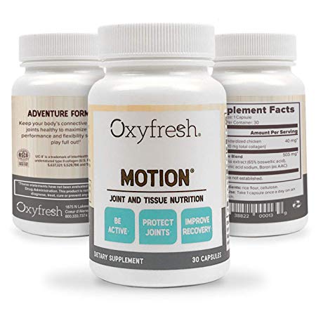 Motion by Oxyfresh Advanced Joint and Tissue Nutrition – Protect and Restore Joint Mobility and Flexibility. Boswellia Extract, Boron Amino Acid, Hyaluronic Acid.- Non GMO, Vegetarian. 30 Capsules