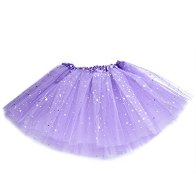 Anleolife 12" Girls Fluffy Tutu Skirt/Princess Ballet Dance Stars Sequins Tutu