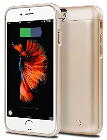 iPhone 6S Plus Battery Case, Cheeringary 8000mAh External Battery Case iPhone 6 Plus / 6S Plus Battery Portable Charger Charging Case for iPhone 6S Plus / 6 Plus 5.5'' - Power Bank Case (Gold)