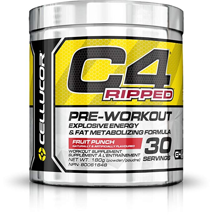 Cellucor C4 Ripped Pre Workout Powder, Explosive Energy & Fat Metabolizing Formula, Fruit Punch, 30 Servings