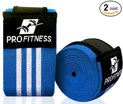 ProFitness Weightlifting Knee Wraps (Pair) – Adjustable Compression Sleeves for Cross Training, Squats, Powerlifting, Weightlifting – Improved Gym Workout Strength & Stability – Unisex