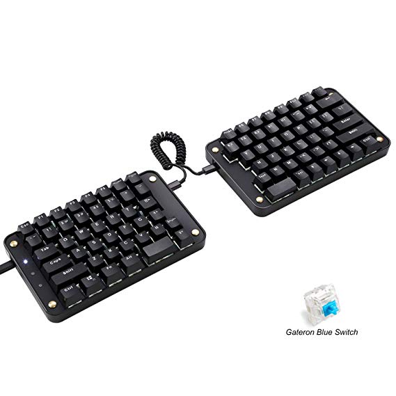 Koolertron Programmable Split Mechanical Keyboard, All 89 Keys Programmable Ergonomic Keypad with OEM Gateron Black Switch, 8 Macro Keys - [SMKD62] (OEM Black Switch (White Backlit))