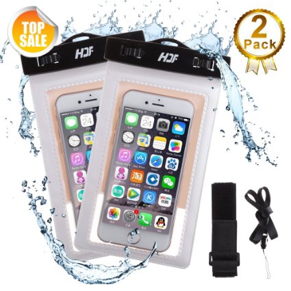 The Ultimate 6-inch Waterproof*snowproof*dirtproof Case Bag for Iphone 6 6plus 5s 5c 5 4s, Samsung Galaxy S6*fits Other Smartphone, Itouch, Mp3 Player, Credit Card Wallet Money Dry Bag (White 2 Pcs)