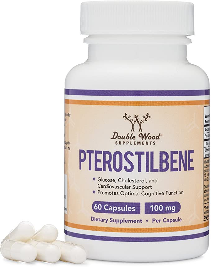 Pterostilbene 100mg Capsules (Third Party Tested) Made in The USA, 60 Capsules, Superior to Resveratrol (Antioxidant, Anti Aging Support Supplement) by Double Wood Supplements