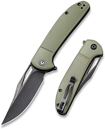 Civivi Ortis Flipper Pocket Knife, 3.25" Black Stonewashed 9CR18MOV Blade Liner Lock Knife For EDC C2013C (OD Green)