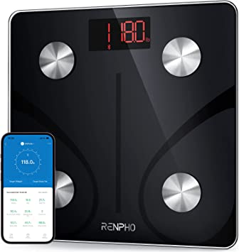 RENPHO Scale for Body Weight 500lbs, Extra-High Capacity Smart Bathroom Scale with Ultra Wide Platform 12 x 12 inches, Body Fat Scale with Large LED Display, Health Monitor Sync App, Elis 1L