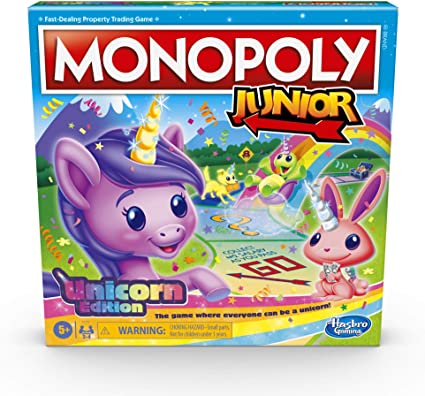 Monopoly Junior: Unicorn Edition Board Game for 2-4 Players, Magical-Themed Indoor Game for Kids Ages 5 and Up (Amazon Exclusive)