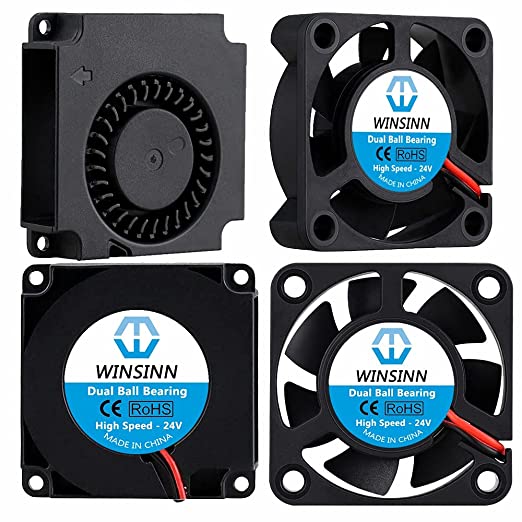 WINSINN 24V 40mm Fan Blower for Cooling Ender 3 / Pro Turbine Turbo 40x10mm 4010 DC Brushless Dual Ball Bearing, with Air Guide Parts - High Speed (Pack of 4Pcs)