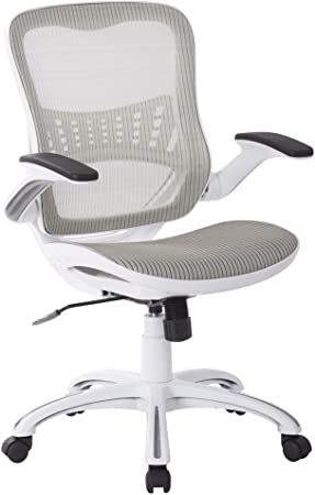 Office Star Mesh Back & Seat, 2-to-1 Synchro & Lumbar Support Managers Chair, White