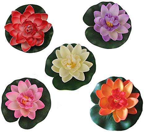 EQLEF Artificial Lotus Flower Floating Flower Waterproof Lotus Flower For Wedding Aquariums Decoration 10pcs of 4 Inches