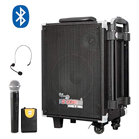 5 Core Portable Wireless Hi-Fi Speaker With Built In Bluetooth, Amplifier & 7 Channel Equalizer With Recording Facility, Trolley Type PA DJ Solution
