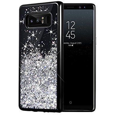 Galaxy Note 8 Case, Caka Galaxy Note 8 Glitter Case [Starry Night Series] Luxury Fashion Bling Flowing Liquid Floating Sparkle Glitter Girly TPU Bumper Case for Samsung Galaxy Note 8 - (Silver)