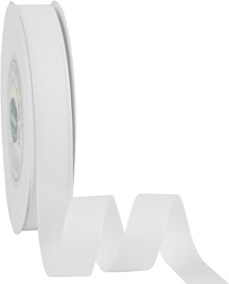 VATIN 5/8" Grosgrain Ribbon, 50-Yard,25 Yards Each Roll Perfect for Wedding Decor, Wreath, Baby Shower,Gift Package Wrapping and Other Projects (Off White)